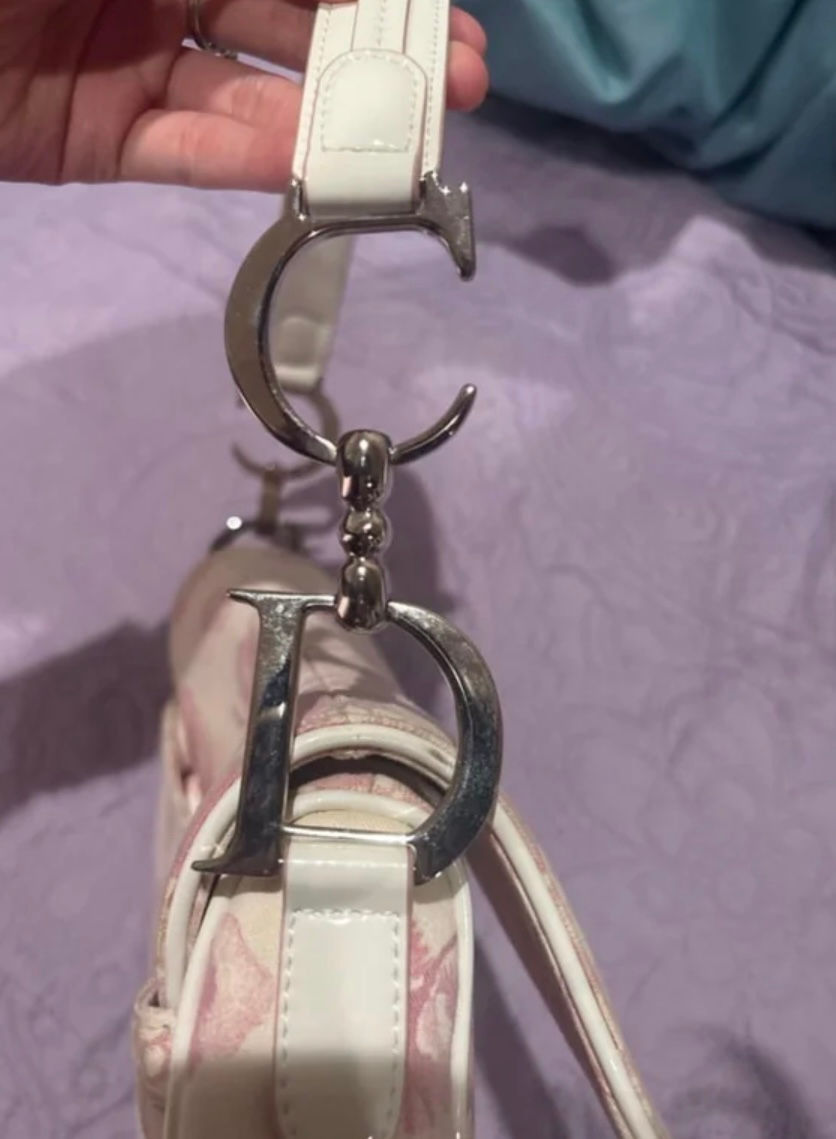 Thumbnail: Rare Dior Cream Pink Floral saddle bag