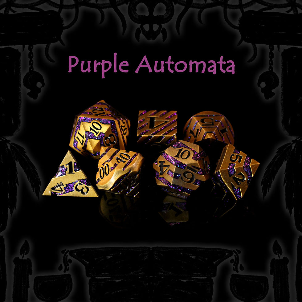 Thumbnail: Purple Automata Forged Metal Dice – Fantasy Dice Sets by Love Smiths | DnD & RPG