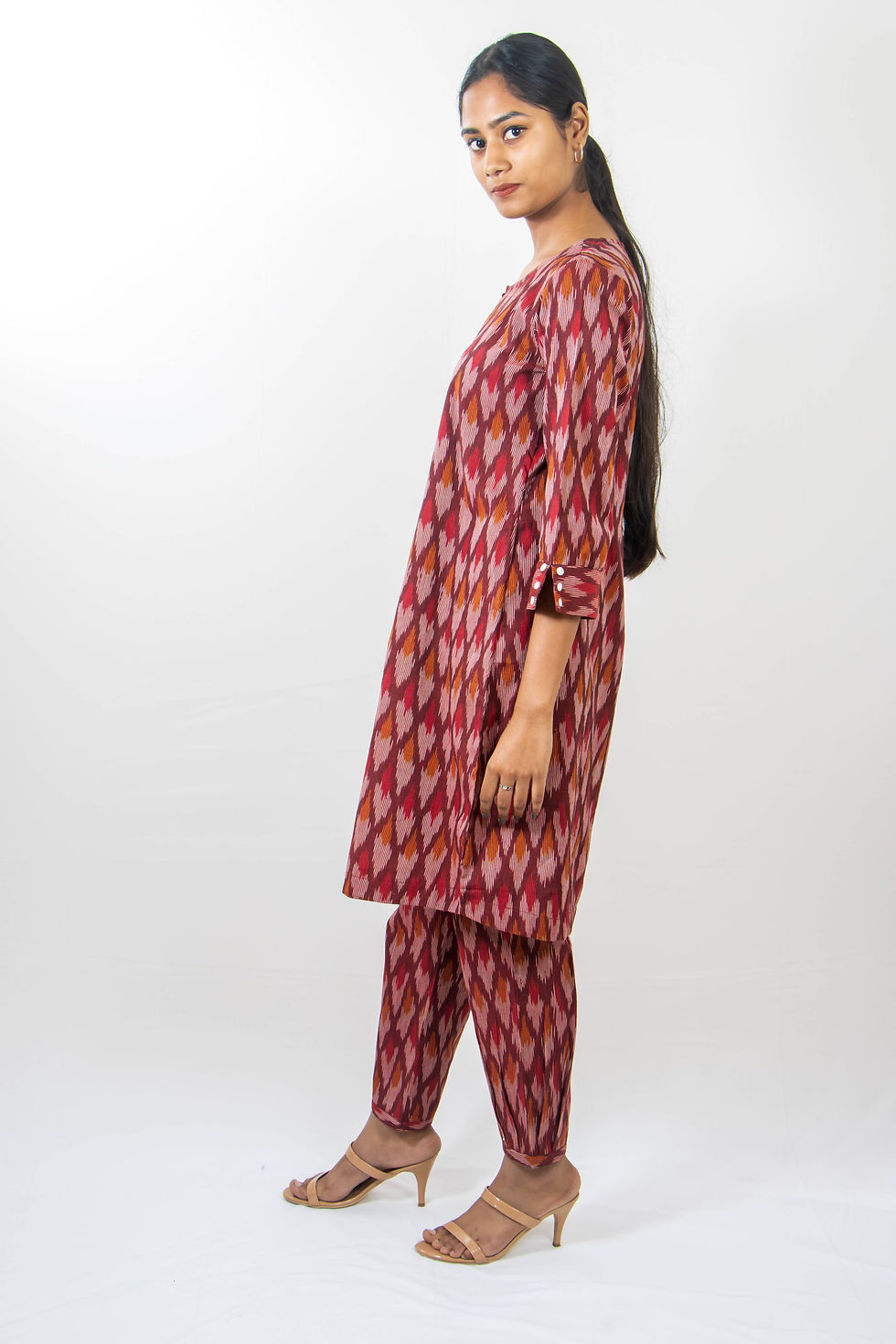Thumbnail: Chili Pepper Ikat Kurta Set side
