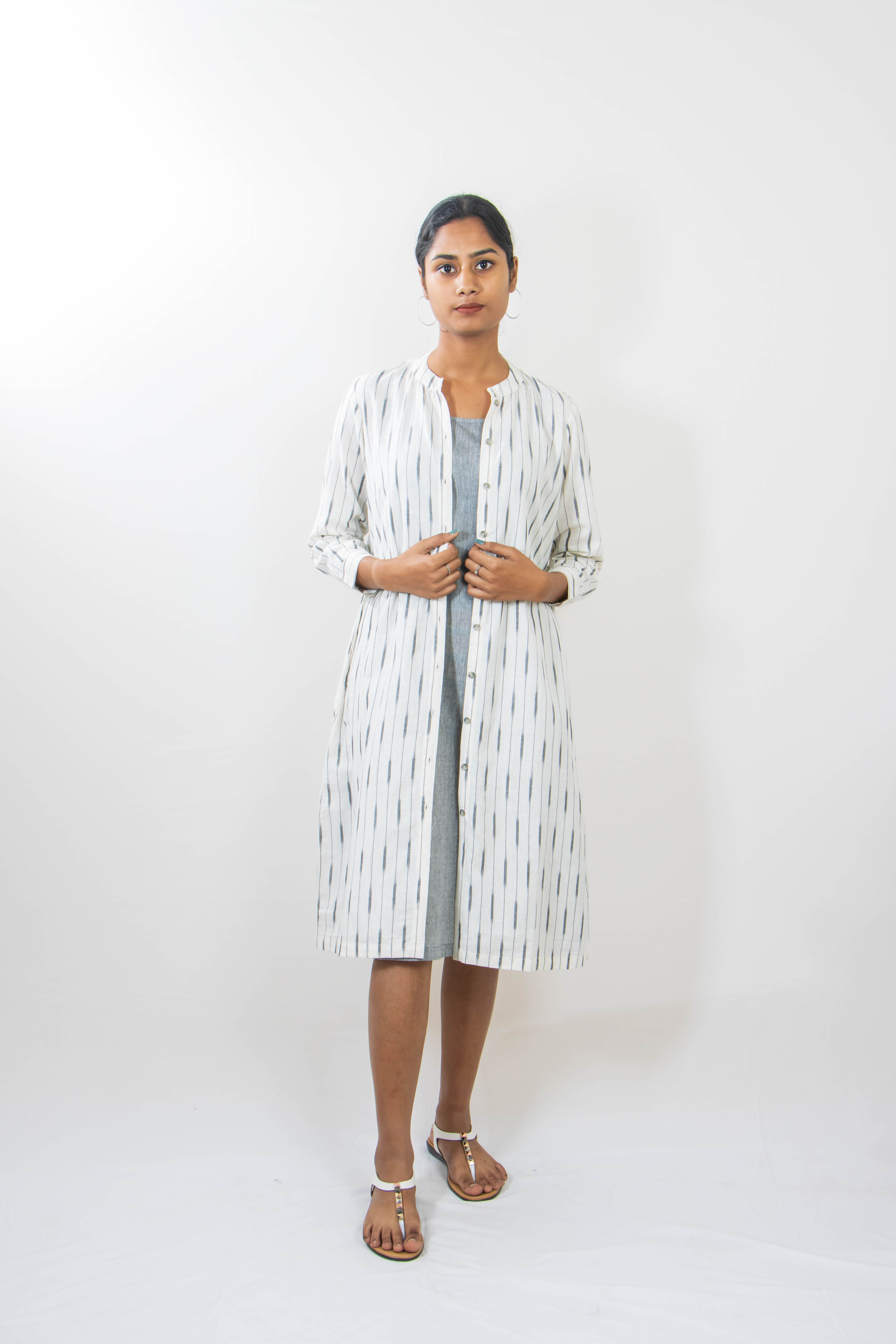 Clouded Elegance Ikat Dress front