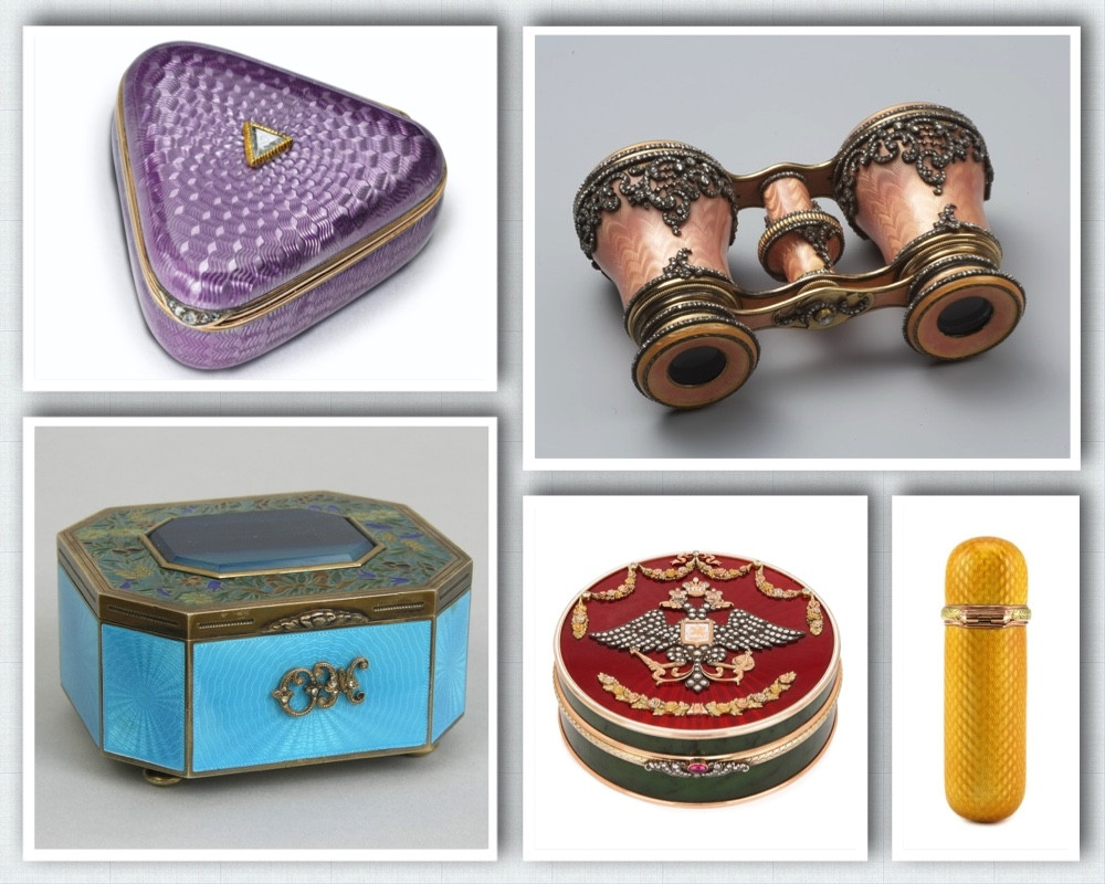 Examples of Faberge’s work in enamel