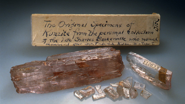 Charles Baskerville’s original collection of kunzite crystals