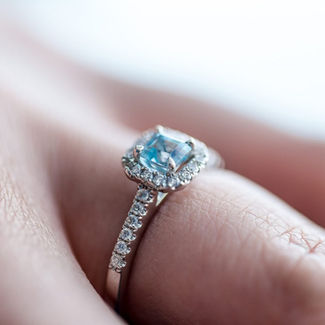 aquamarine halo ring