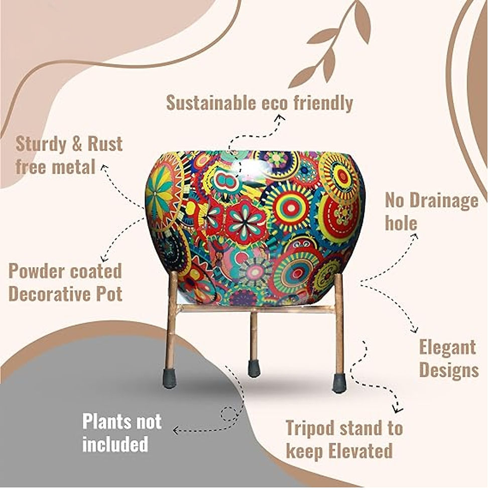 Thumbnail: CS3HUB Decorative Design Planter Pot with Metal Tripod Stand for Home and Garden