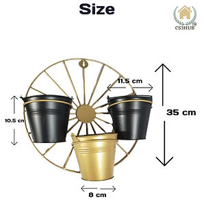 Decorative wheel Planter stand with Metal Pots