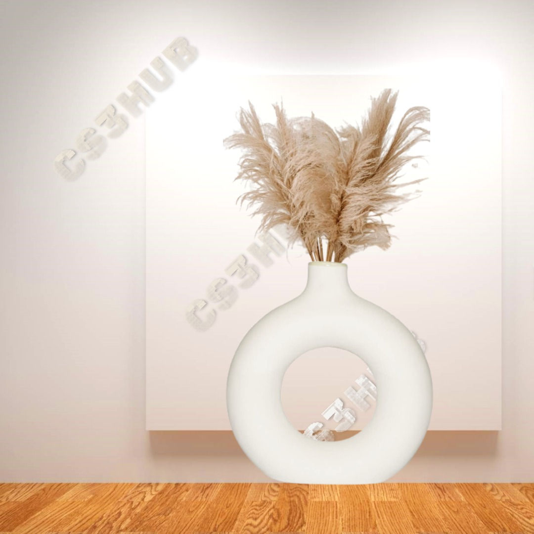 Home Decor Donut Vase | Pampas Grass Vase | Ceramic Vase | Round Shaped Pot