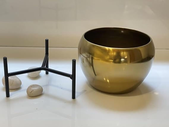 Thumbnail: CS3HUB Decorative Shiny Gold Planter with Metal Tripod Stand for Home and Garden