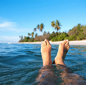 Feet in water