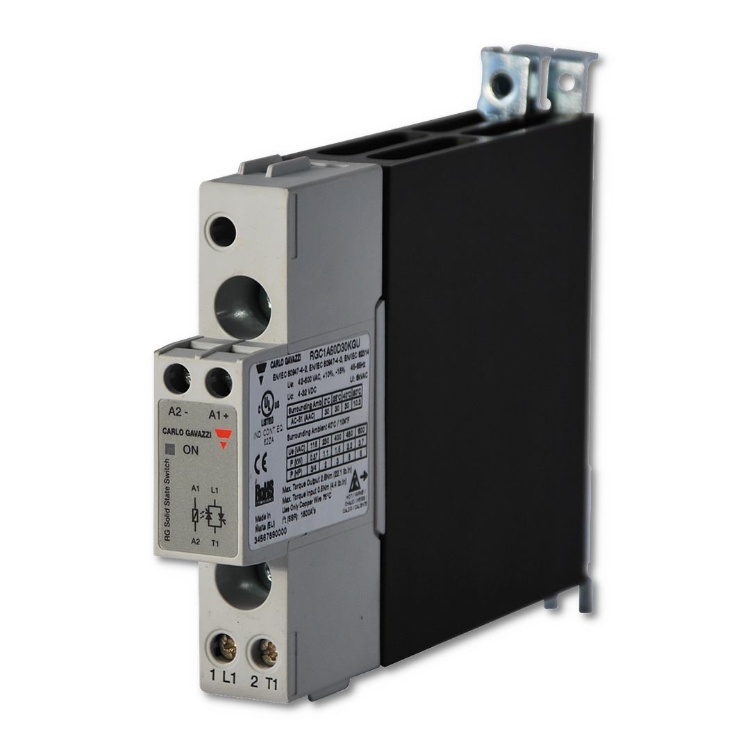 Carlo Gavazzi RGC1A60A30KGU 22.5mm, 30 Amp, AC Input DIN Mount Solid State Relay