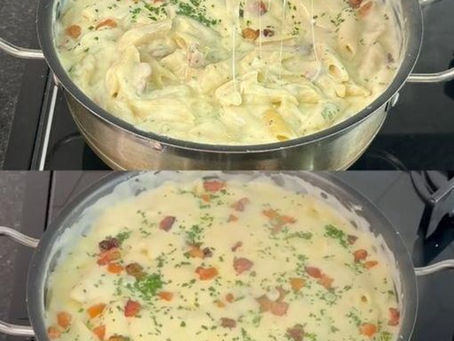 Macarrão Cremoso com Bacon e Queijo