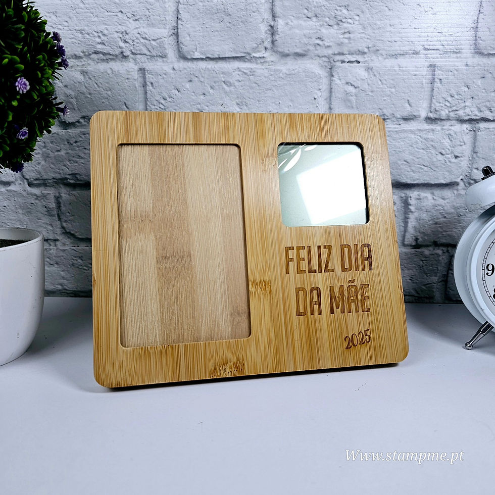 Miniatura: Relógio moldura bambu