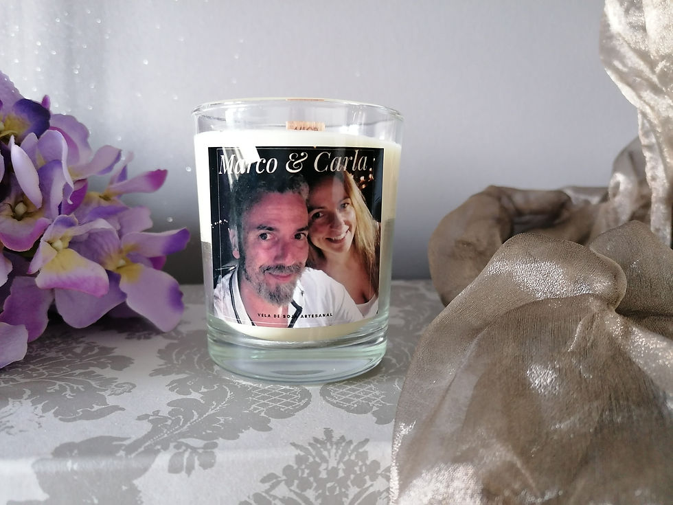 Vela de soja aromática com foto