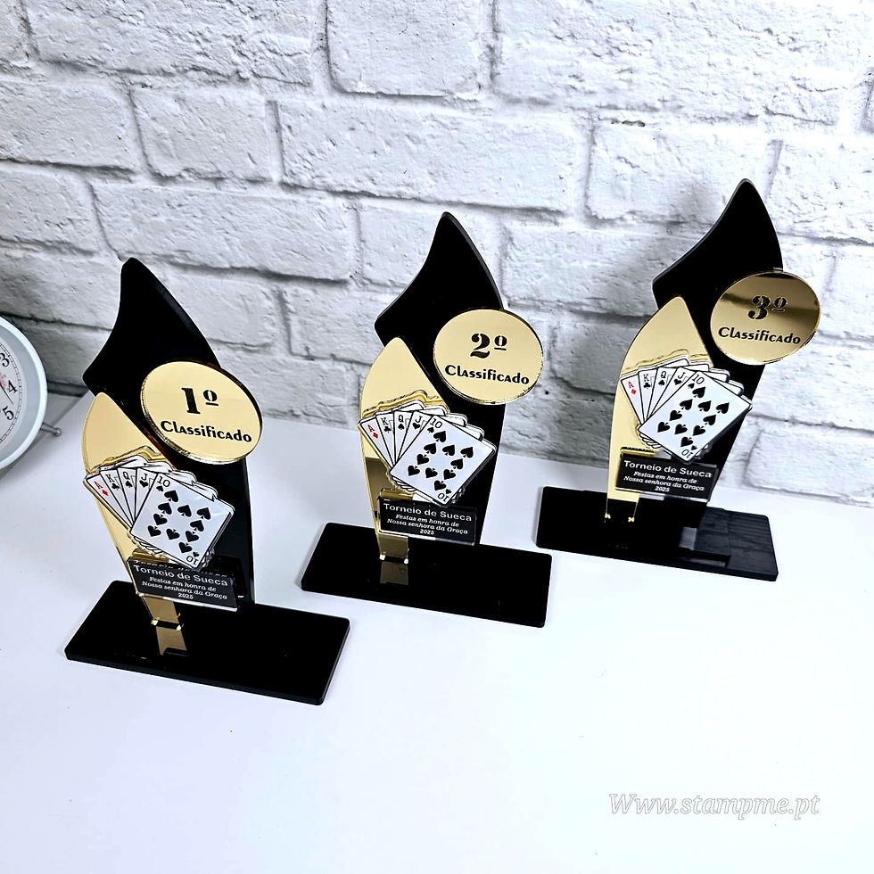 Miniatura: troféus de poker, acrílico dourado espelhado