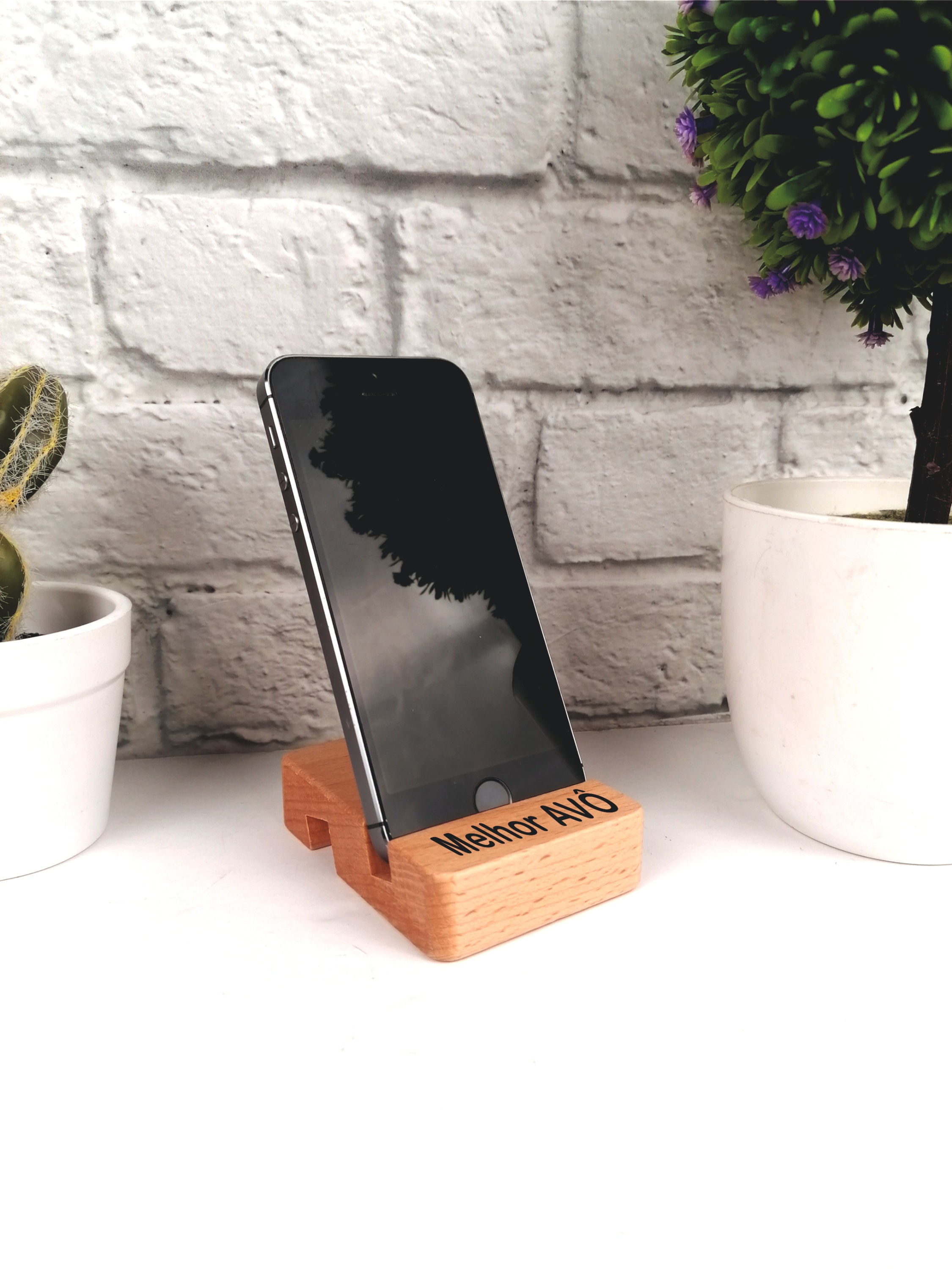 Suporte telemóvel madeira Avô