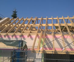 Dachstuhl, Gerüstbau, Holzbau, Richtfest