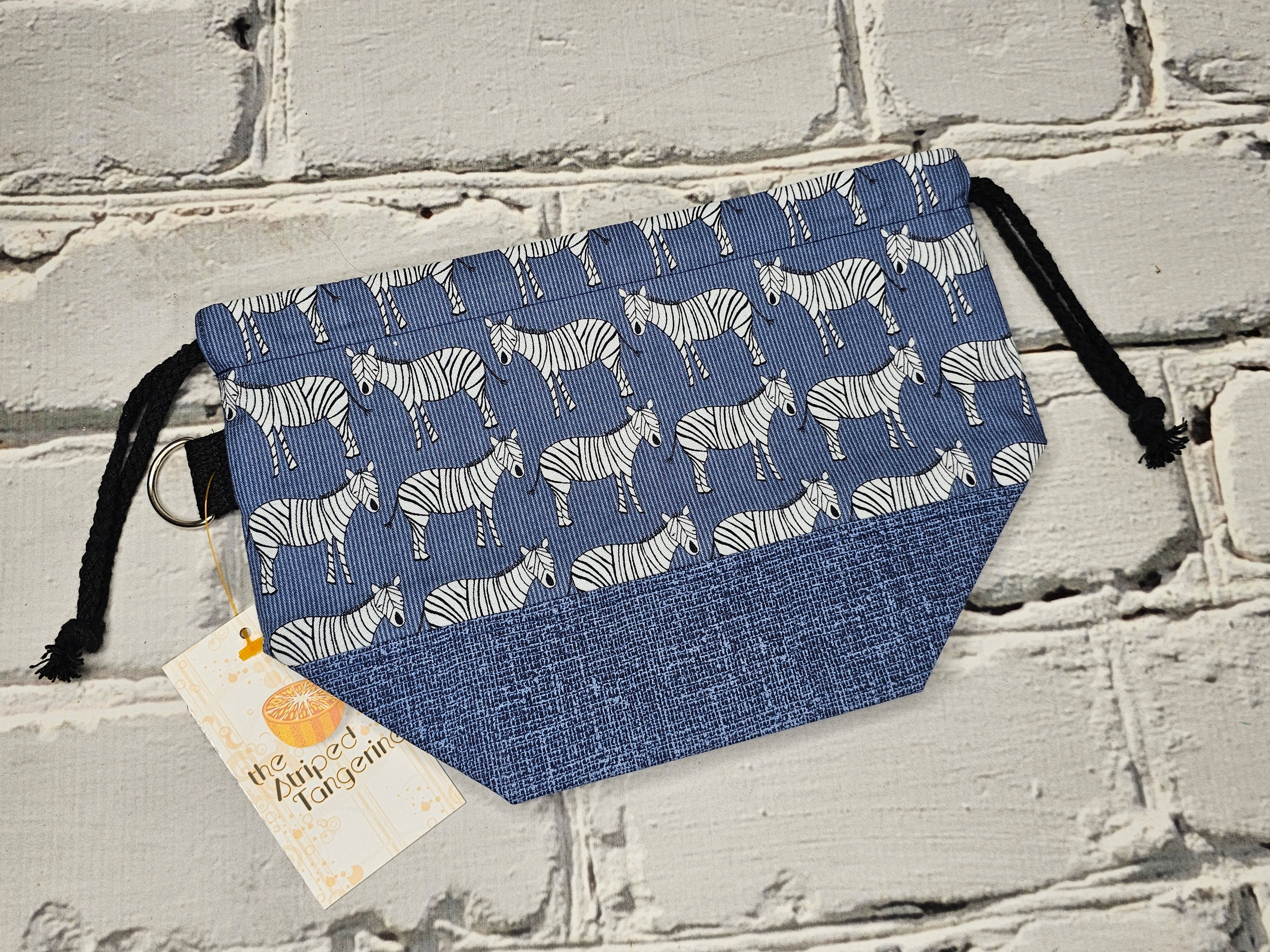 Small Drawstring Project Bag - Zebras