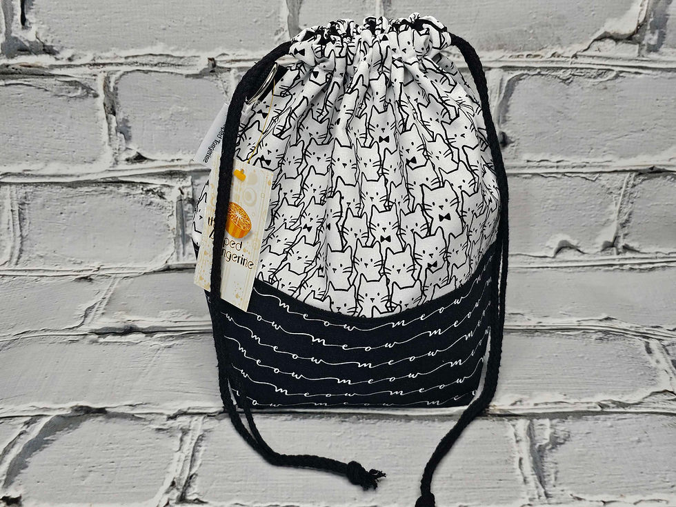 Thumbnail: Medium Drawstring Project Bag- Meow