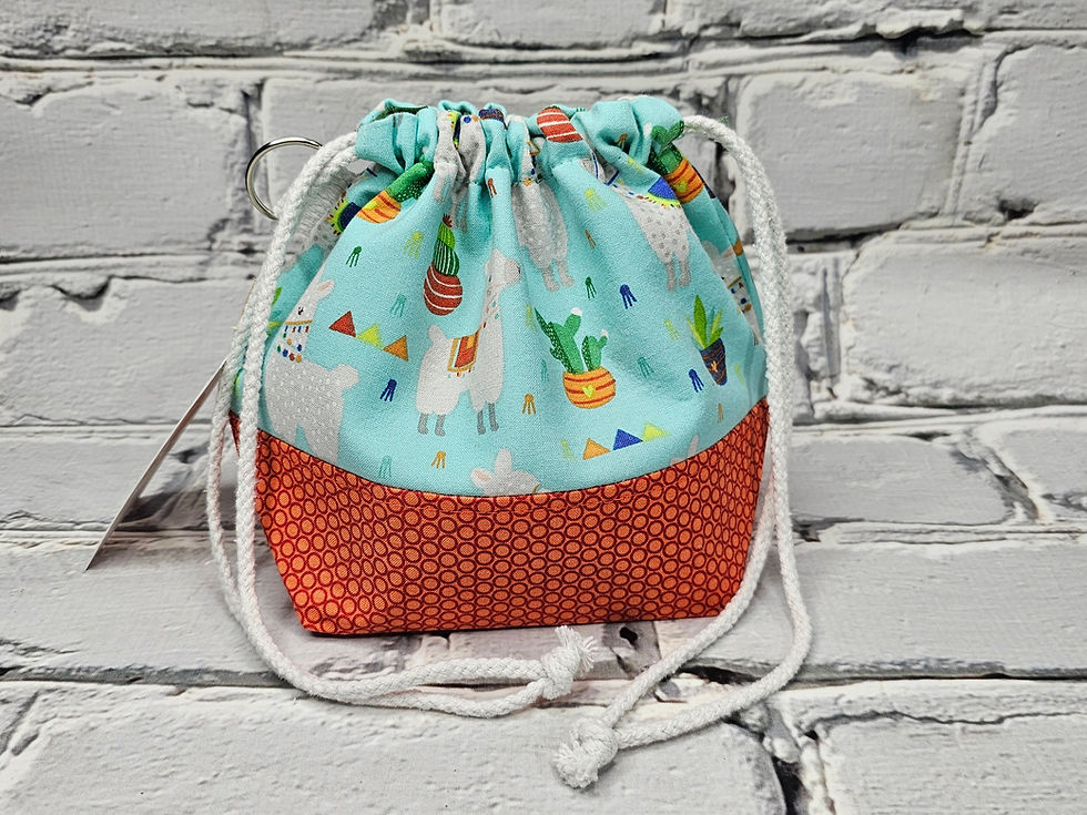 Thumbnail: Small Drawstring Project Bag - Llamas