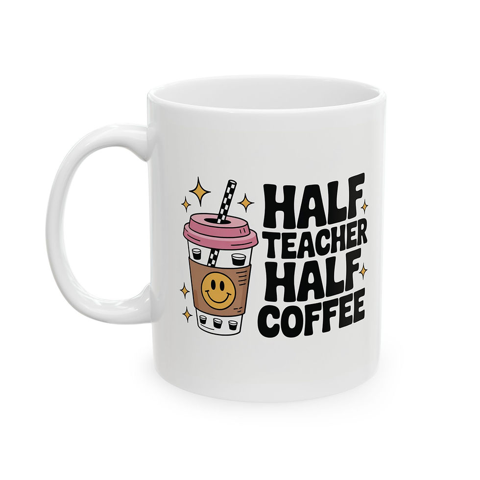 Thumbnail: Half Teacher Half Coffee Ceramic Mug, Funny Teacher Mug, 11oz or 15oz Mug