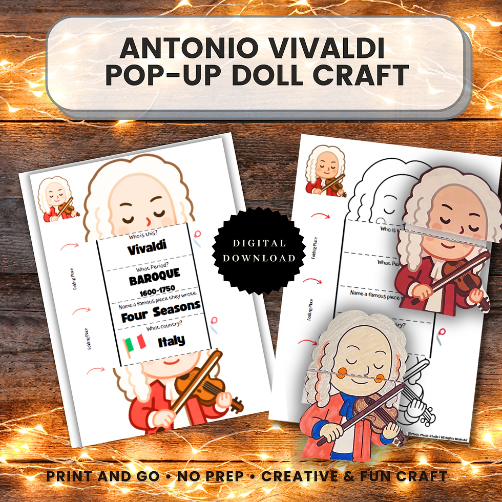 Thumbnail: Antonio Vivaldi Pop-out Foldable Doll- No Prep Easy Music Sub Plan- Violin Unit