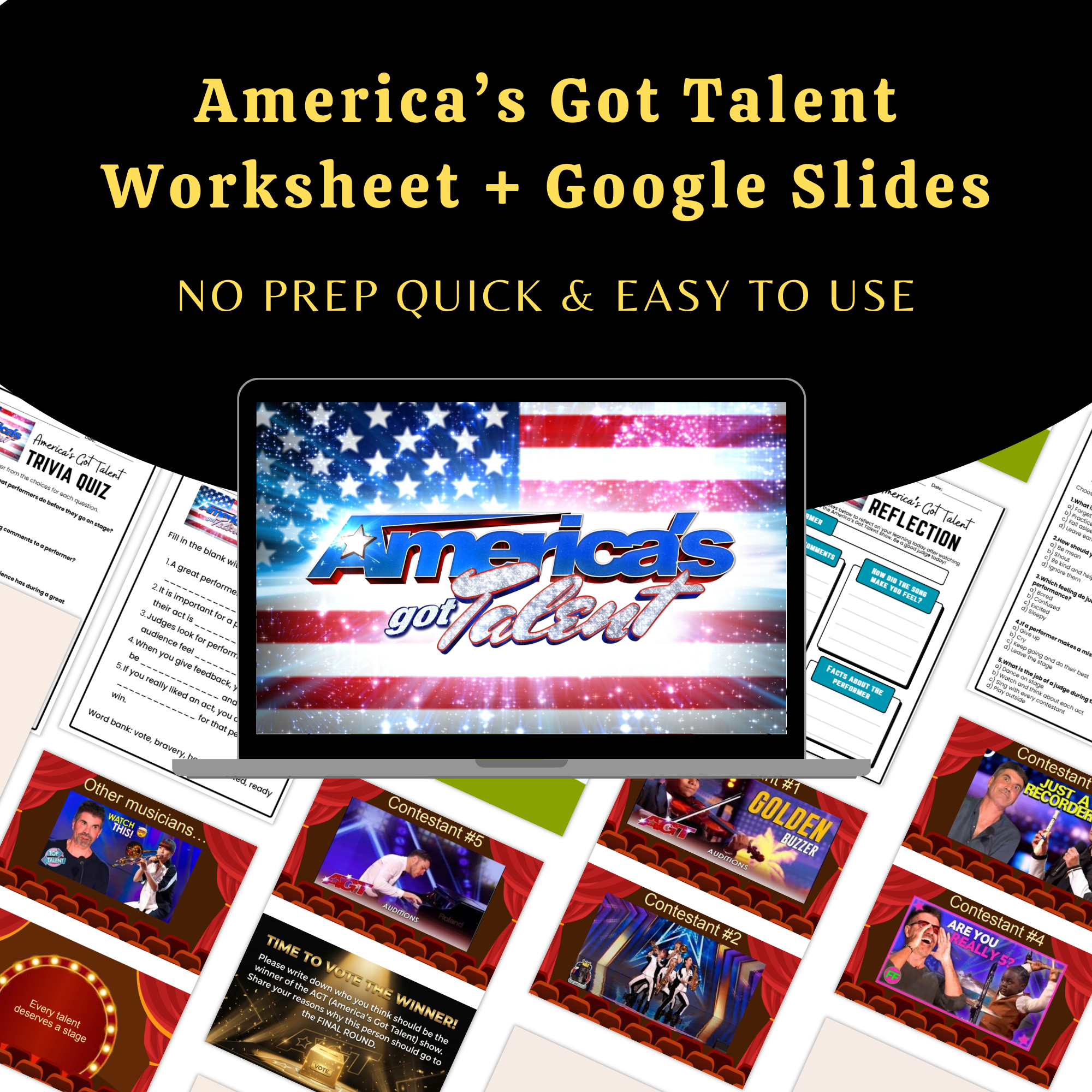 America’s Got Talent – Music Sub Plan (Slides + Interactive Worksheet)