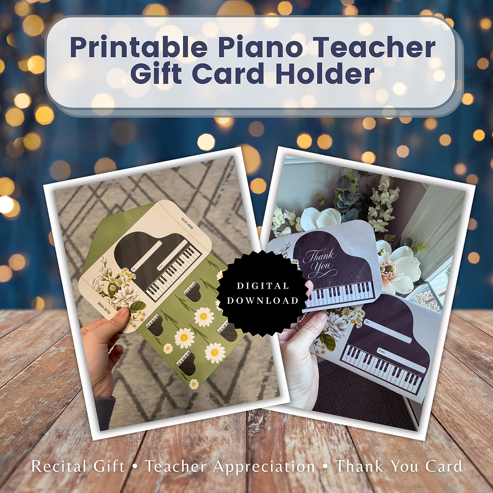 Thumbnail: Printable Music Theme Gift Card or Money Holder | Piano Recital, Teacher's Week
