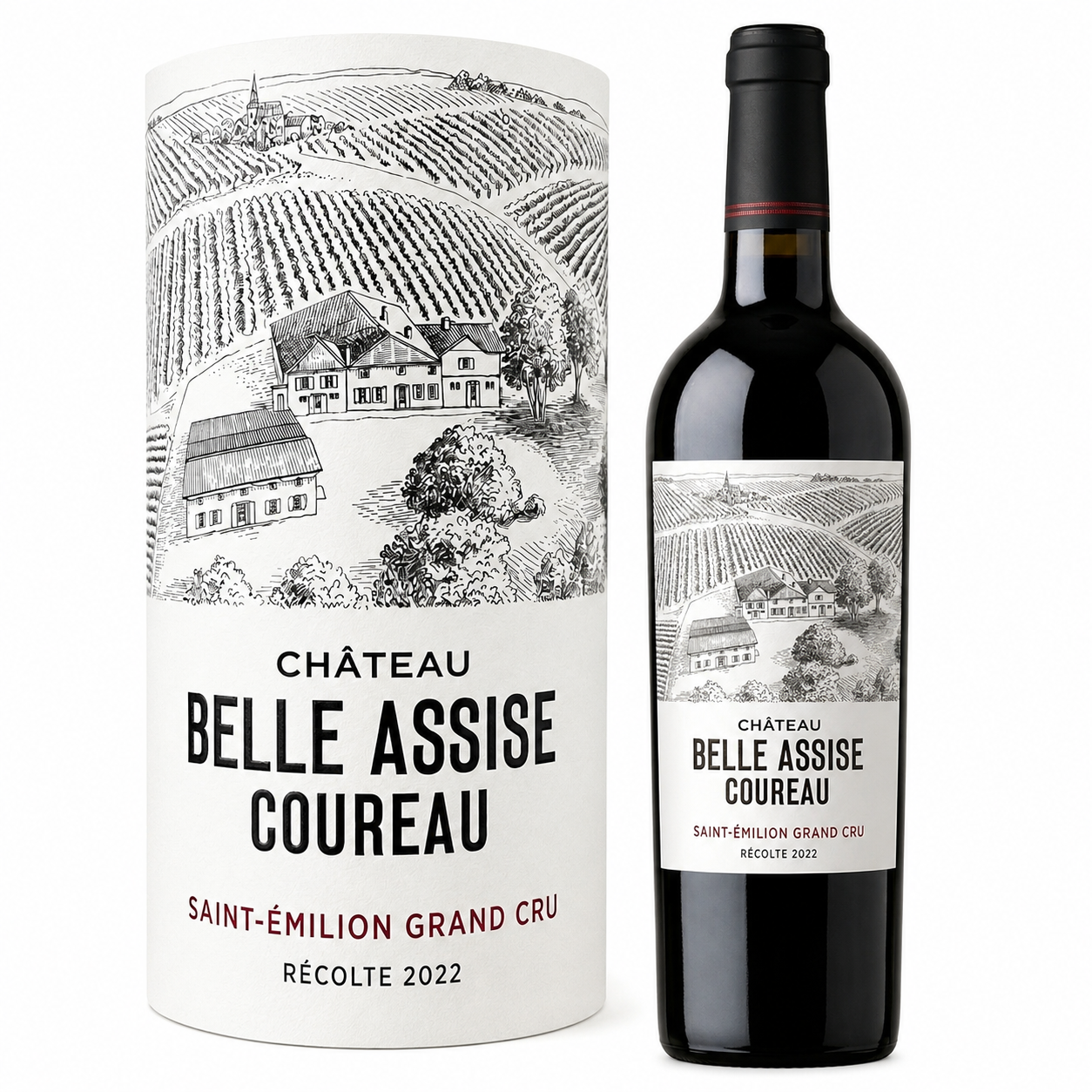 Chateau Belle Assise Coureau Saint Emilion Grand Cru 2022 with a sharp label