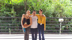 Defesa de dissertação do aluno Júnior, confraternização com as alunas Debora e Stephanie.
