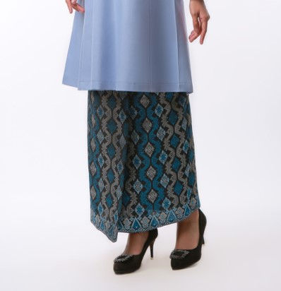 Thumbnail: Rokiah Kurung Pahang Songket DUSTY BLUE