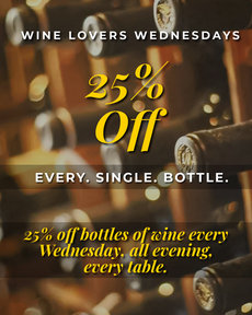 Every Bottle, 25% Off Wednesdays