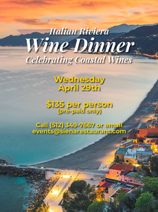 Wine Dinner Rescheduled — Now May 6