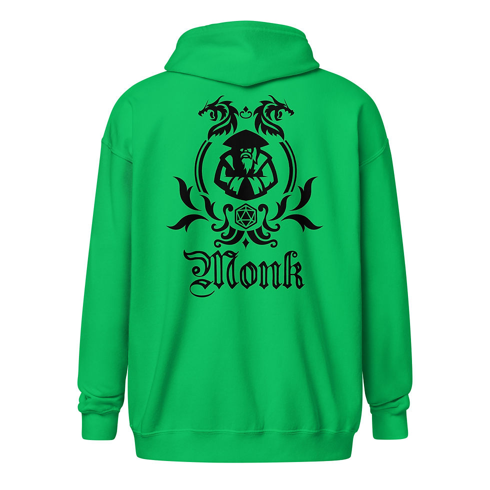 Thumbnail: Monk Unisex heavy blend zip hoodie with dice bag detail on the front