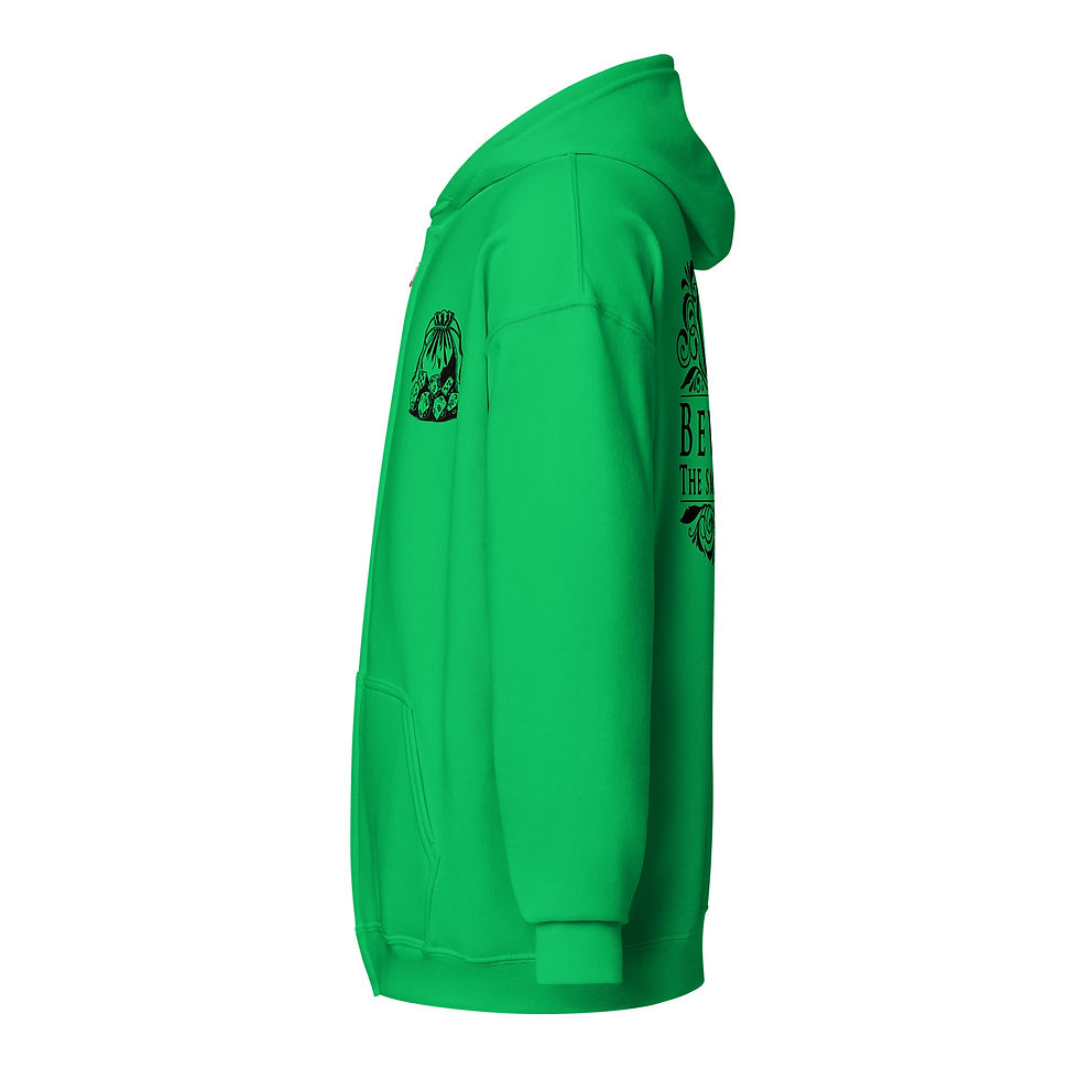 Thumbnail: Smiling DM Unisex heavy blend zip hoodie with Dice bag detail on front