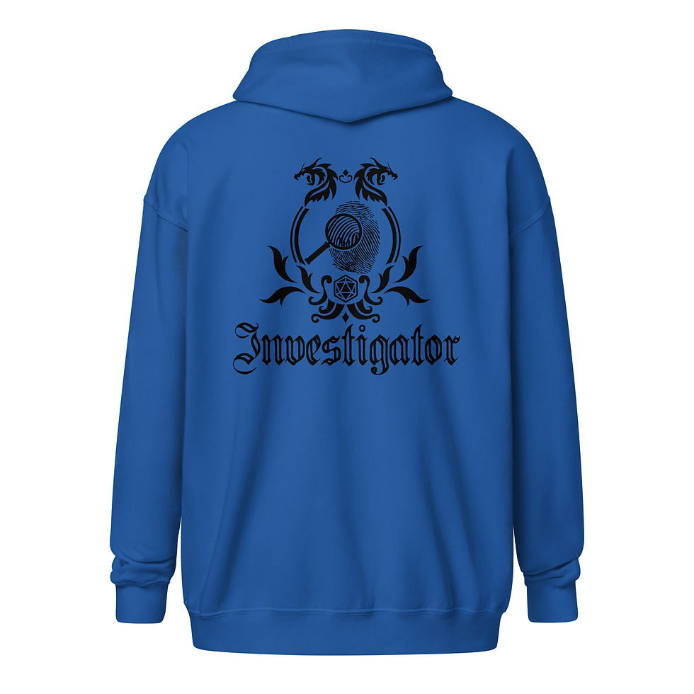 Thumbnail: Investigator Unisex heavy blend zip hoodie with dice bag detail on front