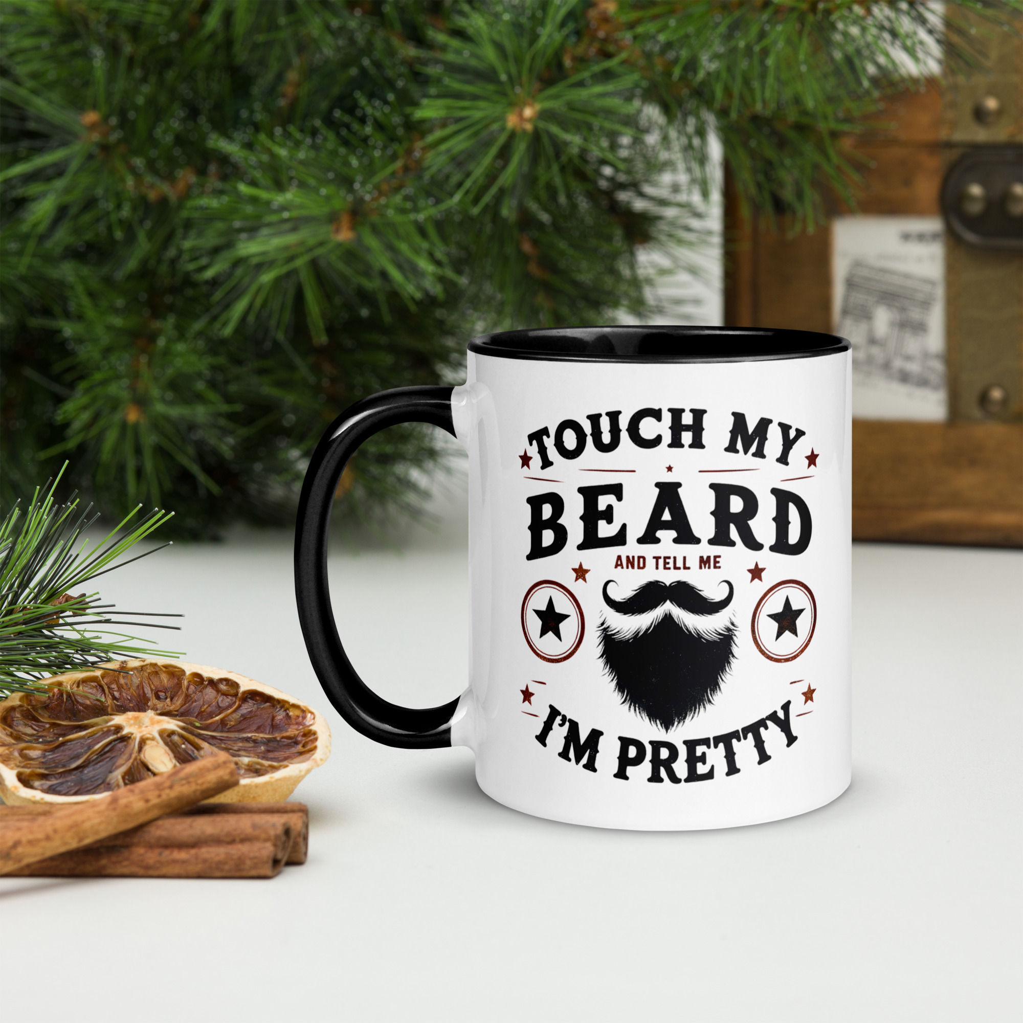 Touch my beard Mug with Colour Inside
