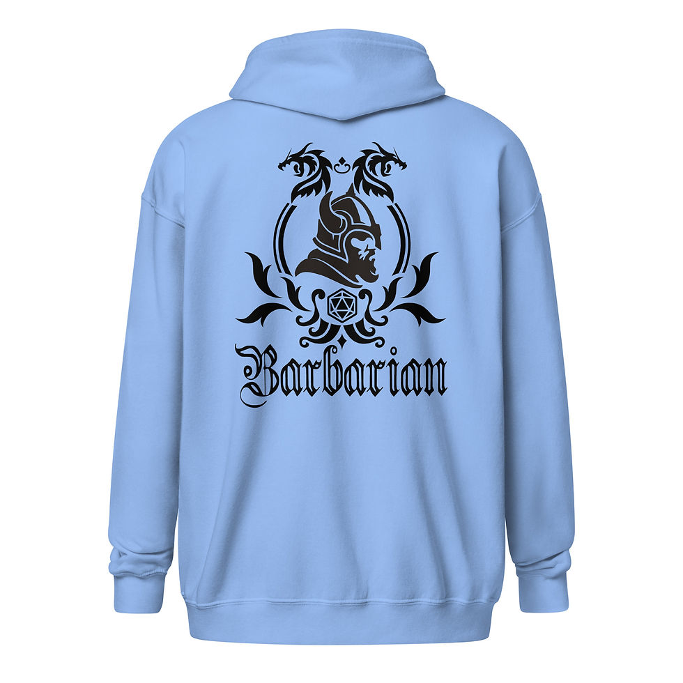 Thumbnail: Barbarian Unisex heavy blend zip hoodie with dice bag detail on the front