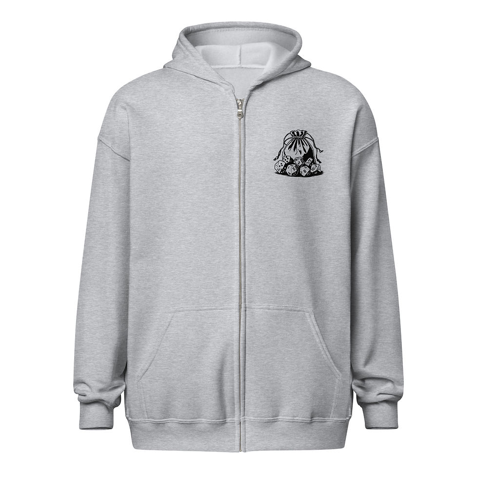 Thumbnail: Monk Unisex heavy blend zip hoodie with dice bag detail on the front