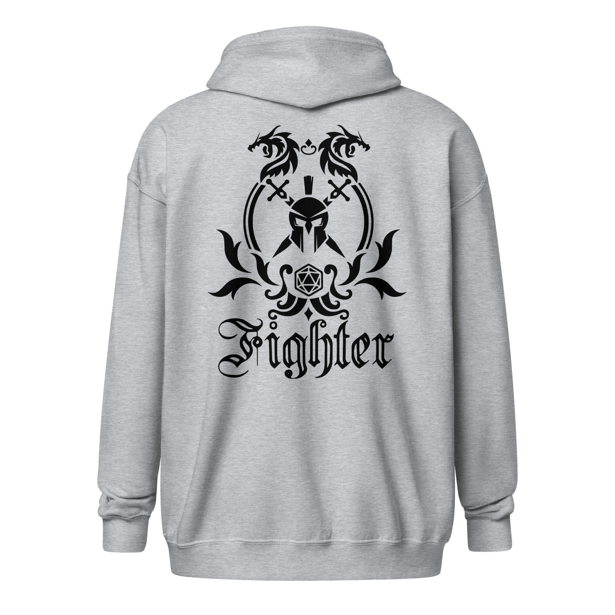 Fighter Unisex heavy blend zip hoodie with dice bag detail on the front