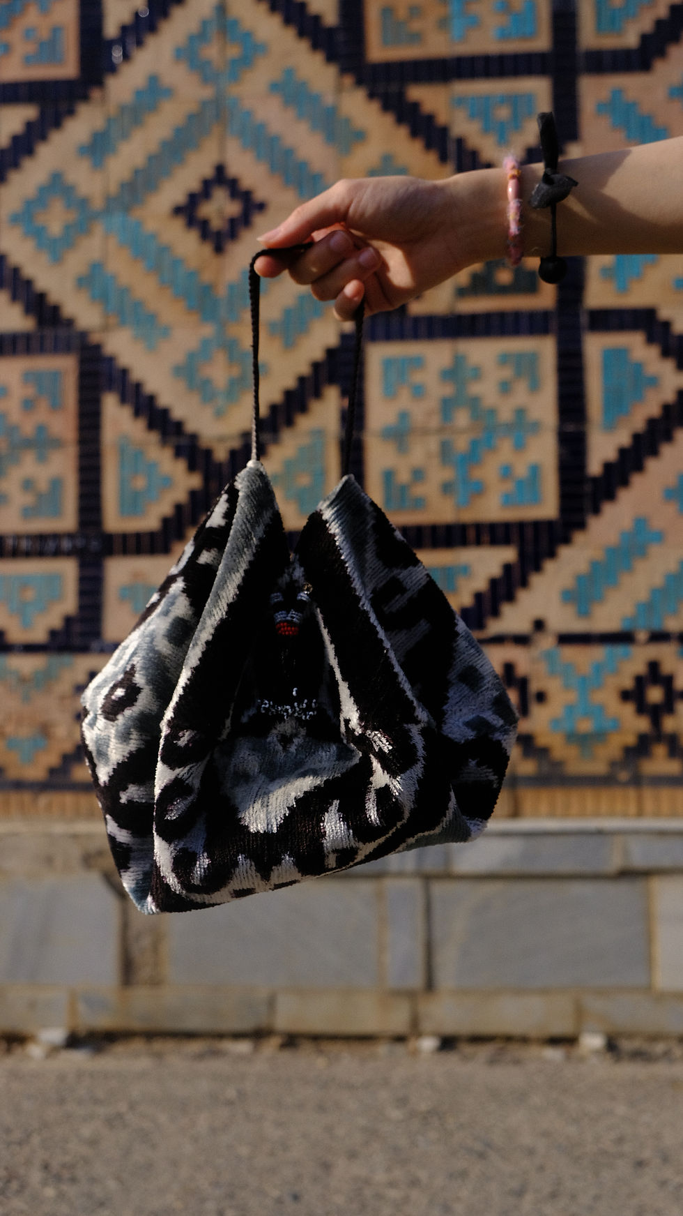 烏茲別克手工製異國真絲布料手提小袋子