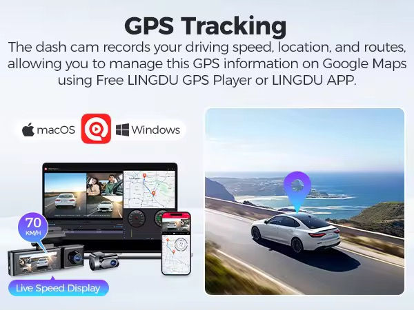 Thumbnail: Lingdu C34 Lite 3 Channel WiFi 6 GPS Dash Camera