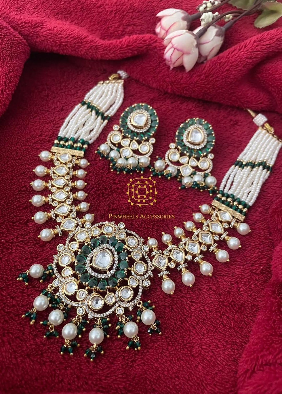 Thumbnail: POLKI BEADED CHOKER SET 
