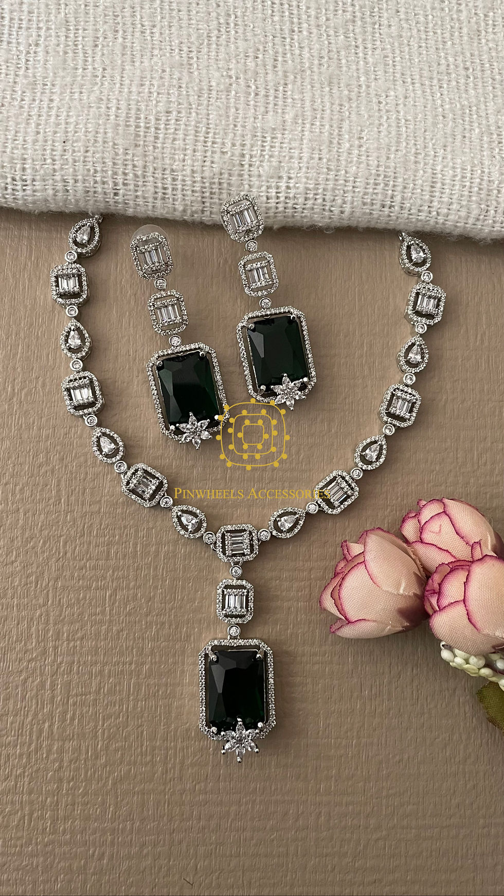 Thumbnail: CUBIC ZIRCON & DOUBLET STONE NECKLACE