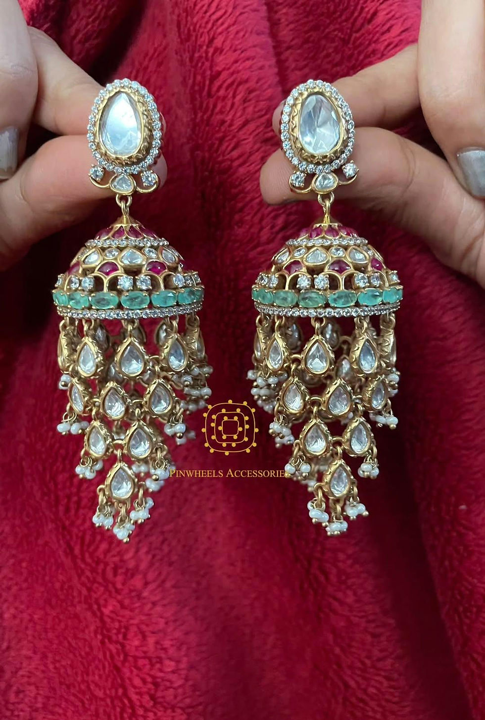Thumbnail: POLKI HANDCRAFTED LAYERED JHUMKA 