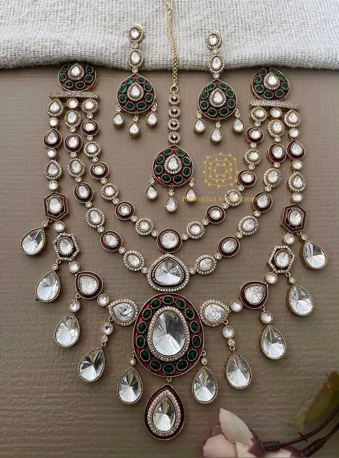EPOXY SETTING 3 LAYER POLKI BRIDAL SET