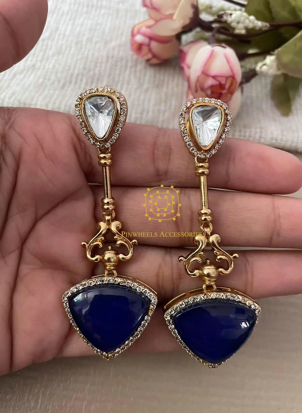 Thumbnail: COLOURED STONE POLKI EARRINGS 