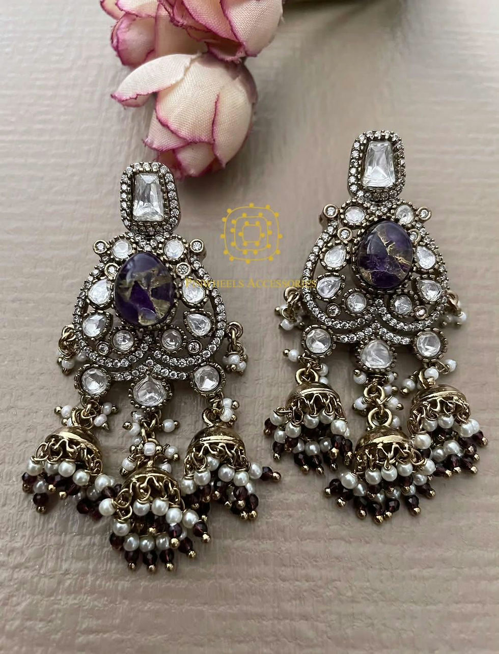 Thumbnail: VICTORIAN MOSAIC STONE EARRINGS 