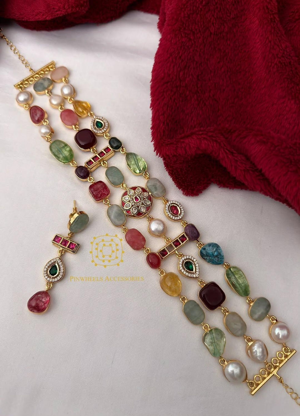 Thumbnail: BAROQUE PEARL SEMI PRECIOUS STONE CHOKER 