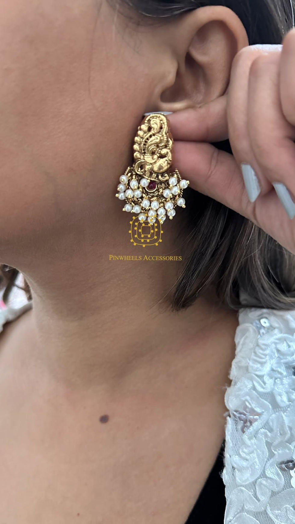 Thumbnail: DAINTY PEACOCK STUDS 