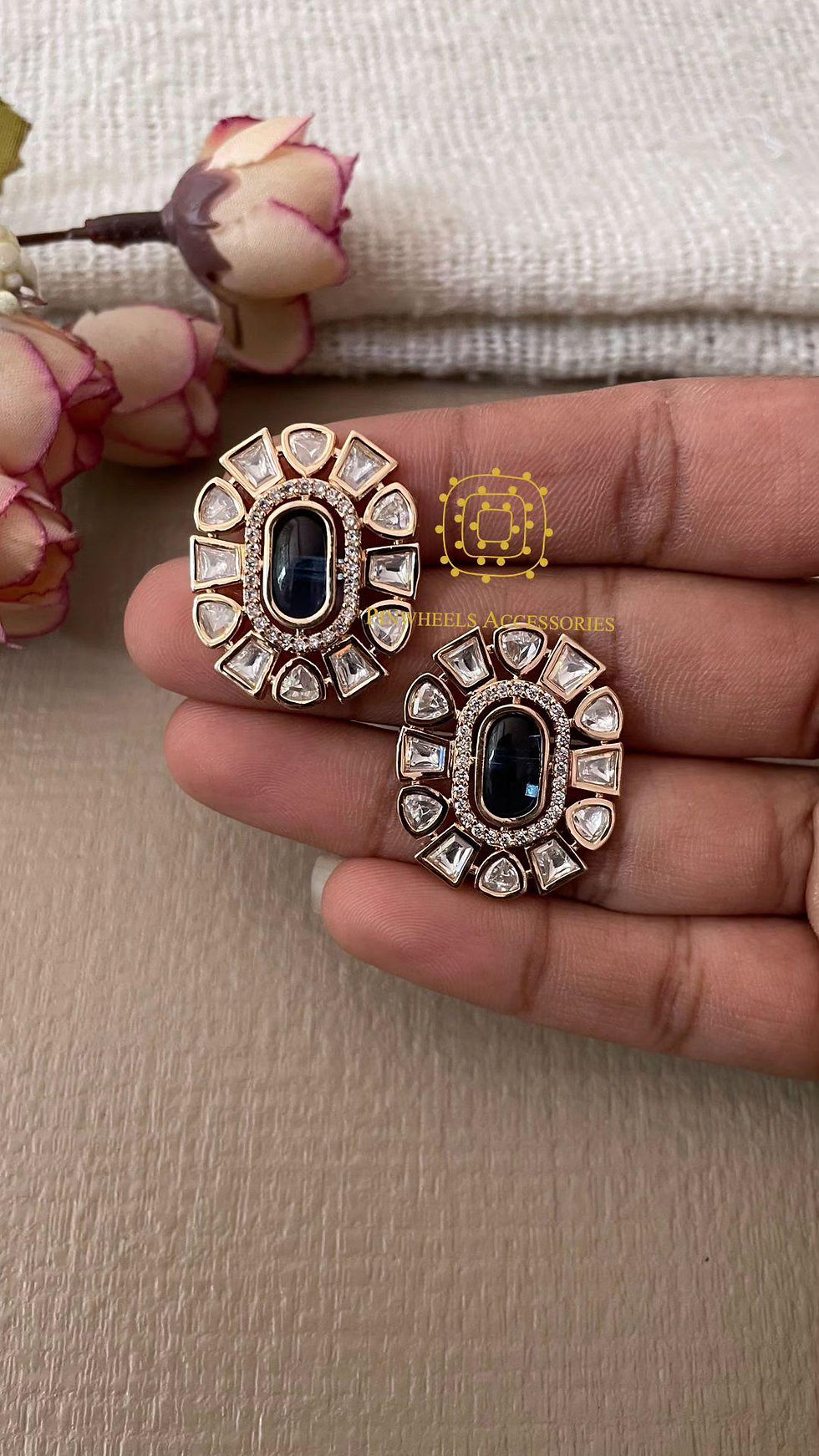 Thumbnail: POLKI COLOURED STONE STUDS