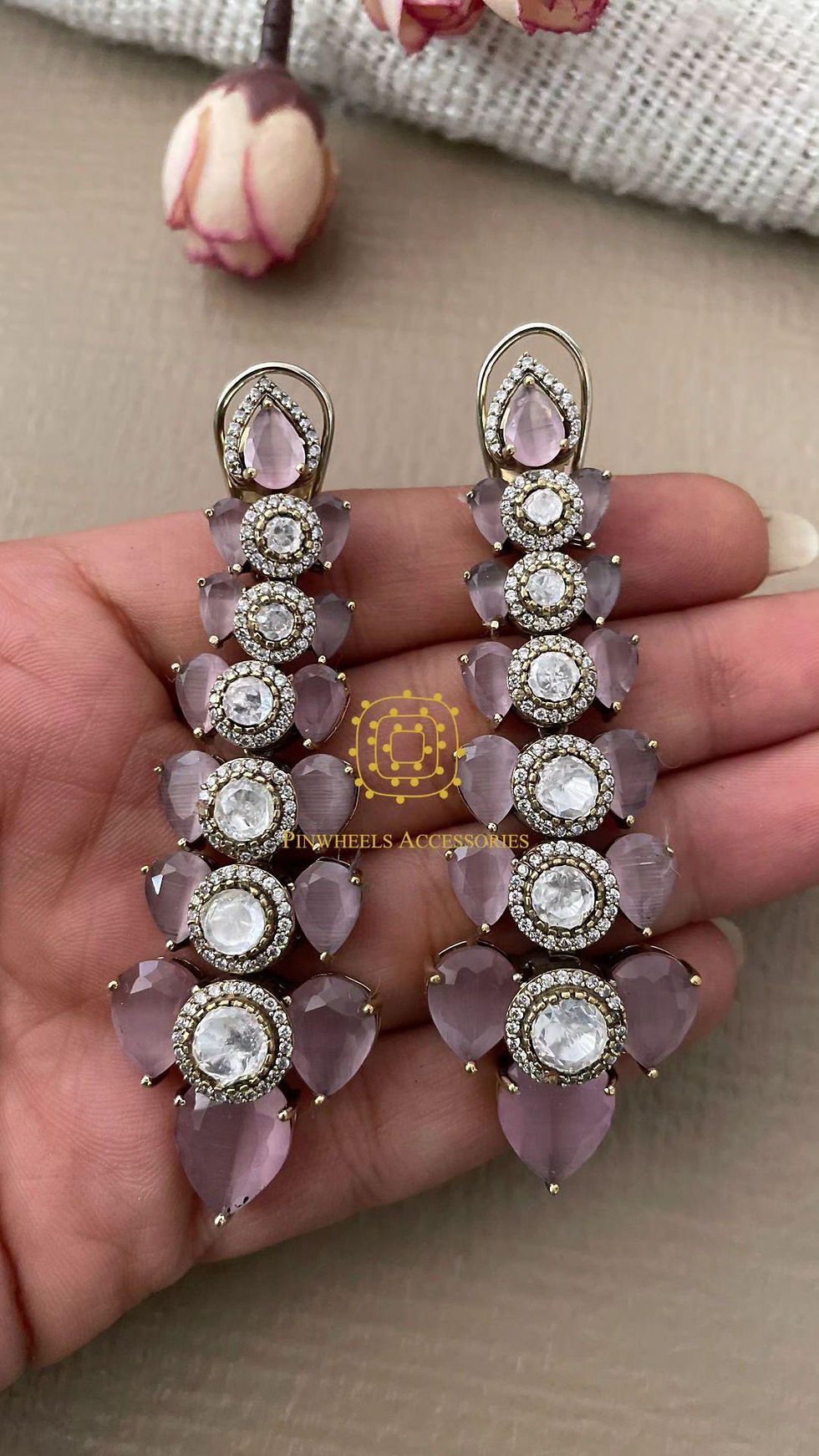 Thumbnail: DOUBLET STONE MOISSANITE EARRINGS 